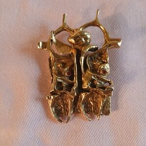 Vintage Modernist Brutalist Brooch Signed Tomarkin